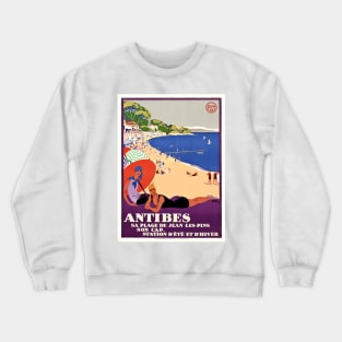 Antibes (Cote d'Azur), France - Vintage Travel Poster Design Crewneck Sweatshirt